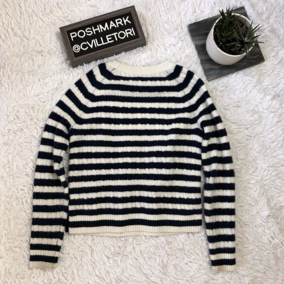 J. Crew Stripe Cable Knit Sweater with Buttons XS - Picture 5 of 8